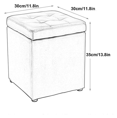 Fußhocker, nn Fußstütze n Sitzhocker mit Stauraum, quadratischer Fußhocker Pouf, tragbar – für Wohnzimmer, Bett und kleine Räume, 30 x 30 x 35 cm (rot, Einheitsgröße)