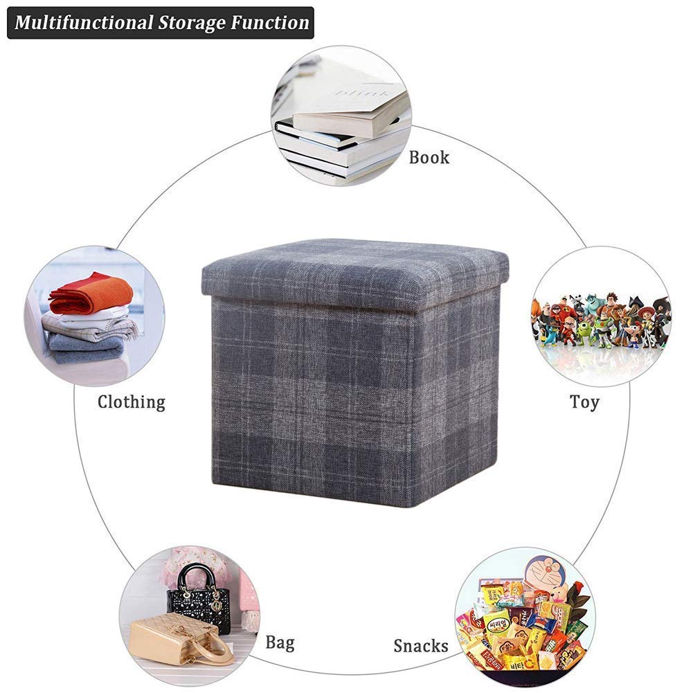 Ottomane mit Stauraum, quadratisch, klappbar, Fußstütze, Hocker, Sitz, gepolstert, Aufbewahrungstruhe, Spielzeugkiste, Couchtische für Wohnzimmer, 38 x 38 x 38 cm (15 x 15 x 15 Zol