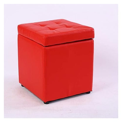 Fußhocker, nn Fußstütze n Sitzhocker mit Stauraum, quadratischer Fußhocker Pouf, tragbar – für Wohnzimmer, Bett und kleine Räume, 30 x 30 x 35 cm (rot, Einheitsgröße)