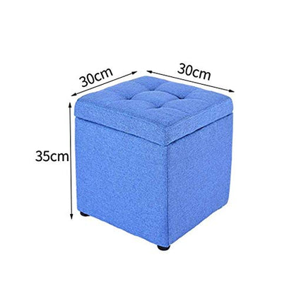 XUELOMZ Esszimmerstuhl mit Stauraum, Ottomane, gepolstert, Würfel-Fußstütze, Hocker, Fußhocker mit Stauraum, Wechselschuhe, Hocker für Flur und Wohnzimmer, Orange, Blau, Klein