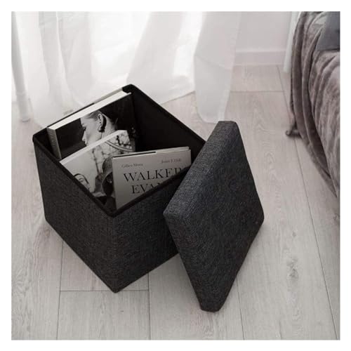 JFNHUTL Ottomane Fußstütze Klappbarer Stauraum Ottomane, Würfel Fußstütze Hocker Sitz, Faltbarer Kurzer Hocker Aus Leinenstoff