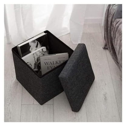 JFNHUTL Ottomane Fußstütze Klappbarer Stauraum Ottomane, Würfel Fußstütze Hocker Sitz, Faltbarer Kurzer Hocker Aus Leinenstoff