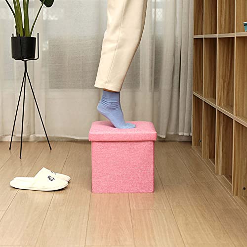 XCHSXYL Sitzbank mit Stauraum, 76 x 38 x 38 cm, stilvoller Fußhocker mit Leinenstoff, Abnehmbarer Deckel, perfekt für Wohnzimmer, Wohnheim, Büro, kleine tragbare Fußstütze für Couch oder Schreibtisc
