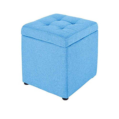XUELOMZ Esszimmerstuhl mit Stauraum, Ottomane, gepolstert, Würfel-Fußstütze, Hocker, Fußhocker mit Stauraum, Wechselschuhe, Hocker für Flur und Wohnzimmer, Orange, Blau, Klein