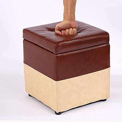 Generisch Sofa-Fußhocker mit Stauraum, Ottomane, Würfel-Fußstütze, Hocker, quadratische Schuhbank mit Klappdeckel, PU, leicht zu reinigen, 5 Farben, 2 Größen (Farbe: Blau, Größe: 40 x 40 x 4