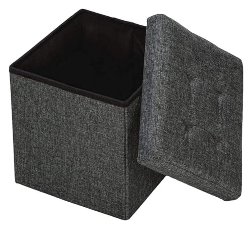 JFNHUTL Ottomane Fußstütze Klappbarer Stauraum Ottomane, Würfel Fußstütze Hocker Sitz, Faltbarer Kurzer Hocker Aus Leinenstoff