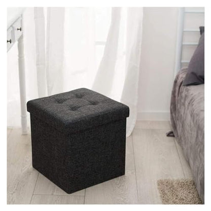 JFNHUTL Ottomane Fußstütze Klappbarer Stauraum Ottomane, Würfel Fußstütze Hocker Sitz, Faltbarer Kurzer Hocker Aus Leinenstoff
