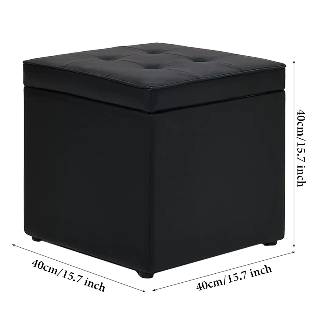 Kleiner Hockerfuß aus Leder, Fußstütze mit Stauraum, Ruhehocker unter dem Schreibtisch, kurzer Hocker, Spielzeugtruhe für Wohnzimmer, Eingangsbereich, Büro (Farbe: /Orange, Größe: B)