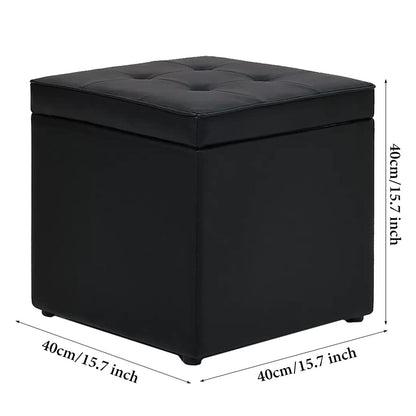 Kleiner Hockerfuß aus Leder, Fußstütze mit Stauraum, Ruhehocker unter dem Schreibtisch, kurzer Hocker, Spielzeugtruhe für Wohnzimmer, Eingangsbereich, Büro (Farbe: /Orange, Größe: B)