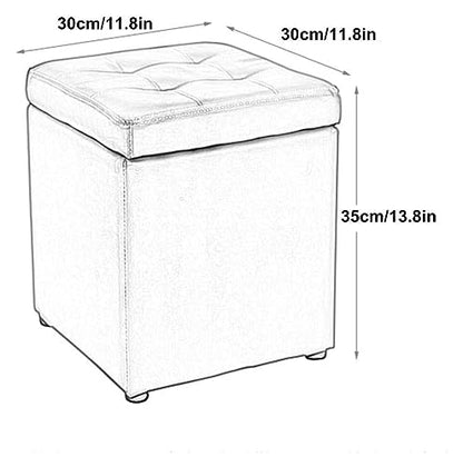 Fußhocker, nn Fußstütze n Sitzhocker mit Stauraum, quadratischer Fußhocker Pouf, tragbar – für Wohnzimmer, Bett und kleine Räume, 30 x 30 x 35 cm (rot, Einheitsgröße)