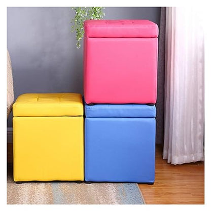 Fußhocker, nn Fußstütze n Sitzhocker mit Stauraum, quadratischer Fußhocker Pouf, tragbar – für Wohnzimmer, Bett und kleine Räume, 30 x 30 x 35 cm (rot, Einheitsgröße)