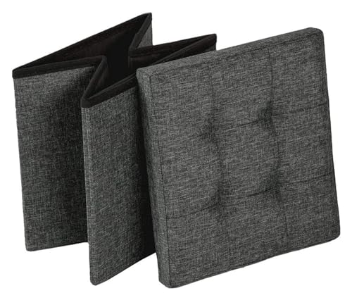 JFNHUTL Ottomane Fußstütze Klappbarer Stauraum Ottomane, Würfel Fußstütze Hocker Sitz, Faltbarer Kurzer Hocker Aus Leinenstoff