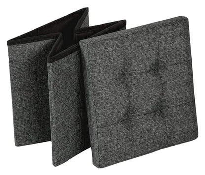 JFNHUTL Ottomane Fußstütze Klappbarer Stauraum Ottomane, Würfel Fußstütze Hocker Sitz, Faltbarer Kurzer Hocker Aus Leinenstoff