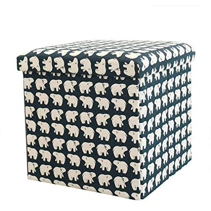 Fußhocker Fußhocker Floding Fußhocker Pouf, Würfel Fußstütze Hocker mit Stauraum, Tragbarer Baumwollleinen Fußstütze Hocker, Fußhocker für Wohnzimmer (Bär klein)
