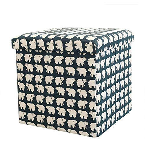 Fußhocker Fußhocker Floding Fußhocker Pouf, Würfel Fußstütze Hocker mit Stauraum, Tragbarer Baumwollleinen Fußstütze Hocker, Fußhocker für Wohnzimmer (Bär klein)