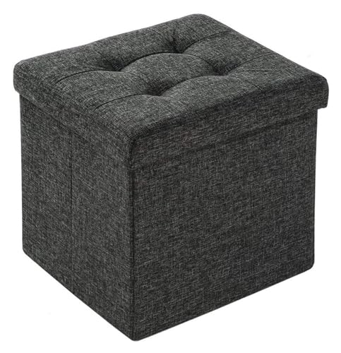 JFNHUTL Ottomane Fußstütze Klappbarer Stauraum Ottomane, Würfel Fußstütze Hocker Sitz, Faltbarer Kurzer Hocker Aus Leinenstoff