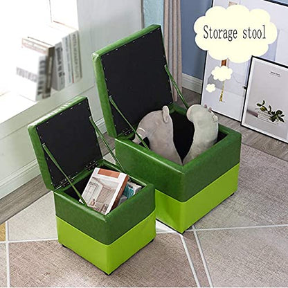 Generisch Sofa-Fußhocker mit Stauraum, Ottomane, Würfel-Fußstütze, Hocker, quadratische Schuhbank mit Klappdeckel, PU, leicht zu reinigen, 5 Farben, 2 Größen (Farbe: Blau, Größe: 40 x 40 x 4