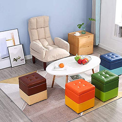 Generisch Sofa-Fußhocker mit Stauraum, Ottomane, Würfel-Fußstütze, Hocker, quadratische Schuhbank mit Klappdeckel, PU, leicht zu reinigen, 5 Farben, 2 Größen (Farbe: Blau, Größe: 40 x 40 x 4