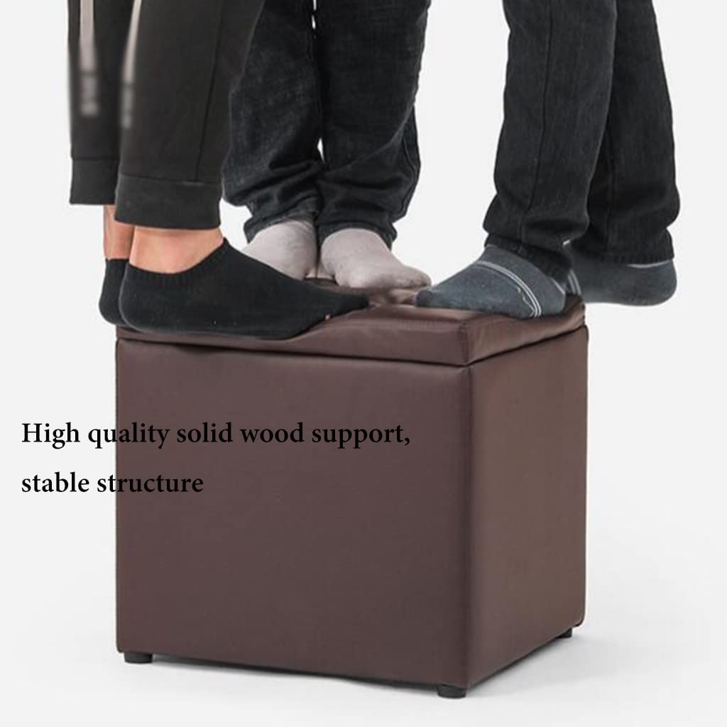 Kleiner Hockerfuß aus Leder, Fußstütze mit Stauraum, Ruhehocker unter dem Schreibtisch, kurzer Hocker, Spielzeugtruhe für Wohnzimmer, Eingangsbereich, Büro (Farbe: /Orange, Größe: B)
