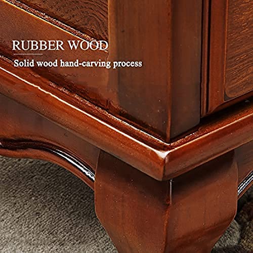 Lederhocker mit Stauraum, Fußhocker aus Massivholz mit Stauraum und Schublade, Kleiner Fußstützen-Würfelhocker, E-Knöpfe, 35 x 30 x 30 cm, D, 35 x 30 x 30 cm