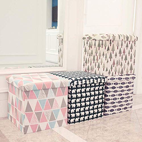 Fußhocker Fußhocker Floding Fußhocker Pouf, Würfel Fußstütze Hocker mit Stauraum, Tragbarer Baumwollleinen Fußstütze Hocker, Fußhocker für Wohnzimmer (Bär klein)