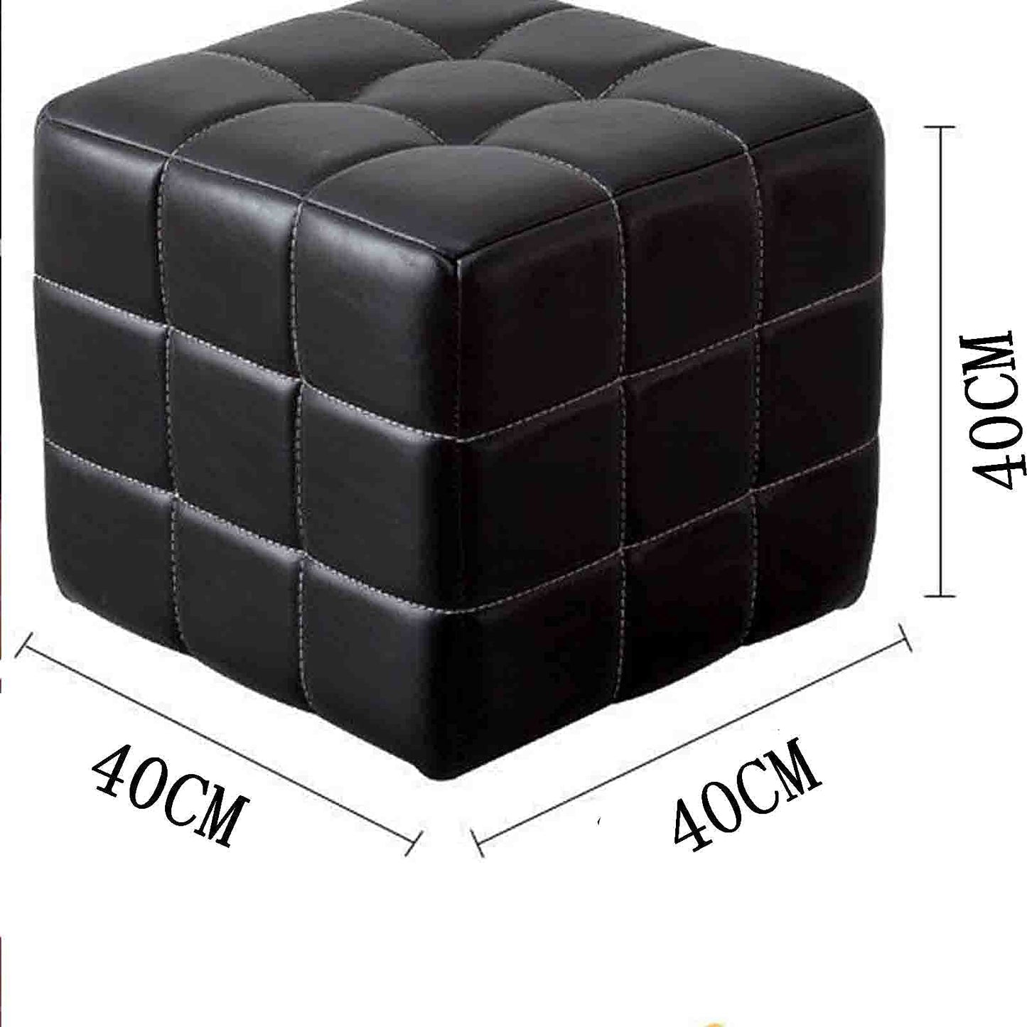 HMTE Outdoor-Fußhocker für Terrassenfußhocker Massivholz-Schuhwechselhocker, quadratisch mit Stauraum für Schlafzimmer und Flur, Leinenstoff-Schuhhocker (schwarz 40 * 40 * 40 cm)