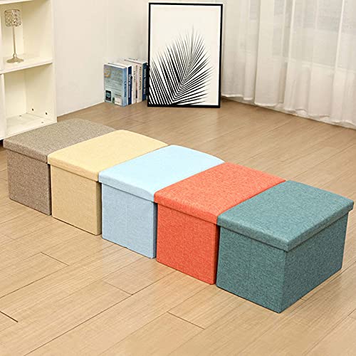 XCHSXYL Sitzbank mit Stauraum, 76 x 38 x 38 cm, stilvoller Fußhocker mit Leinenstoff, Abnehmbarer Deckel, perfekt für Wohnzimmer, Wohnheim, Büro, kleine tragbare Fußstütze für Couch oder Schreibtisc