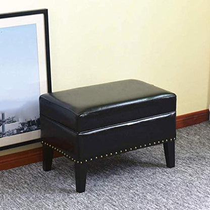 CMJSGG Quadratischer gepolsterter Ottoman mit Beinen aus Massivholz, Schuhbank, Sofahocker, Fußhocker fürs Wohnzimmer