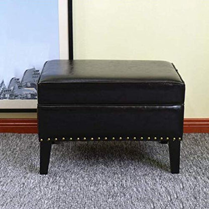 CMJSGG Quadratischer gepolsterter Ottoman mit Beinen aus Massivholz, Schuhbank, Sofahocker, Fußhocker fürs Wohnzimmer