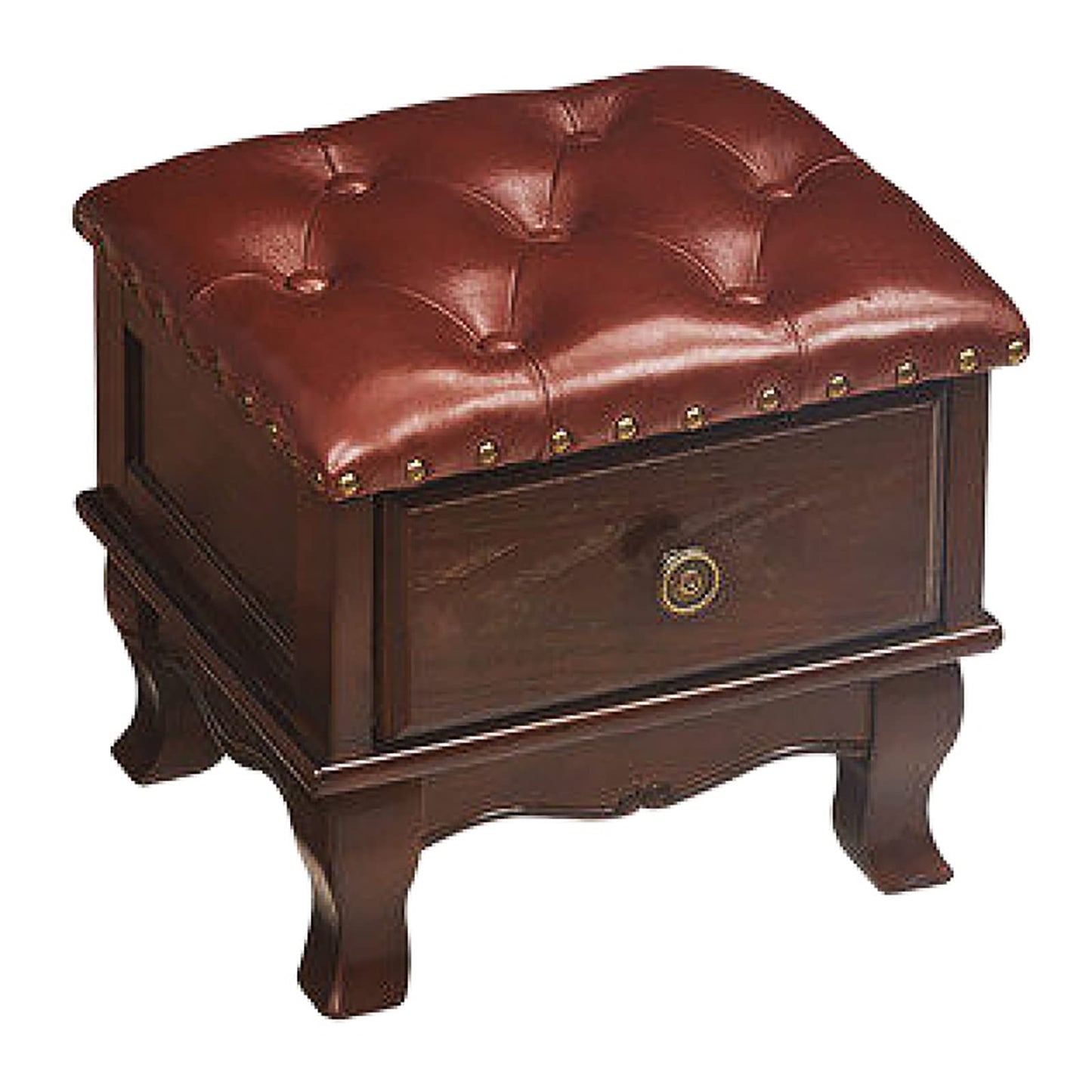 Massivholz-Aufbewahrungs-Ottomane, Fußhocker mit Schublade, kleine Fußstütze, Würfel-Ottomane, Leder-Ottomane mit Stauraum, Vintage-Ottomane für Wohnzimmer, Schlafzimmer, Eingangsbereich-D 3