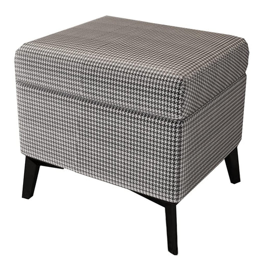 Osmanischer Hocker mit Stauraum, 15,7 Zoll Hocker Leder Kleiner Fußhocker Gepolsterter Quadratischer mit Holzbeinen, Akzent Fußstütze Fußhocker für Wohnzimmer (Farbe: /Hellgrau)