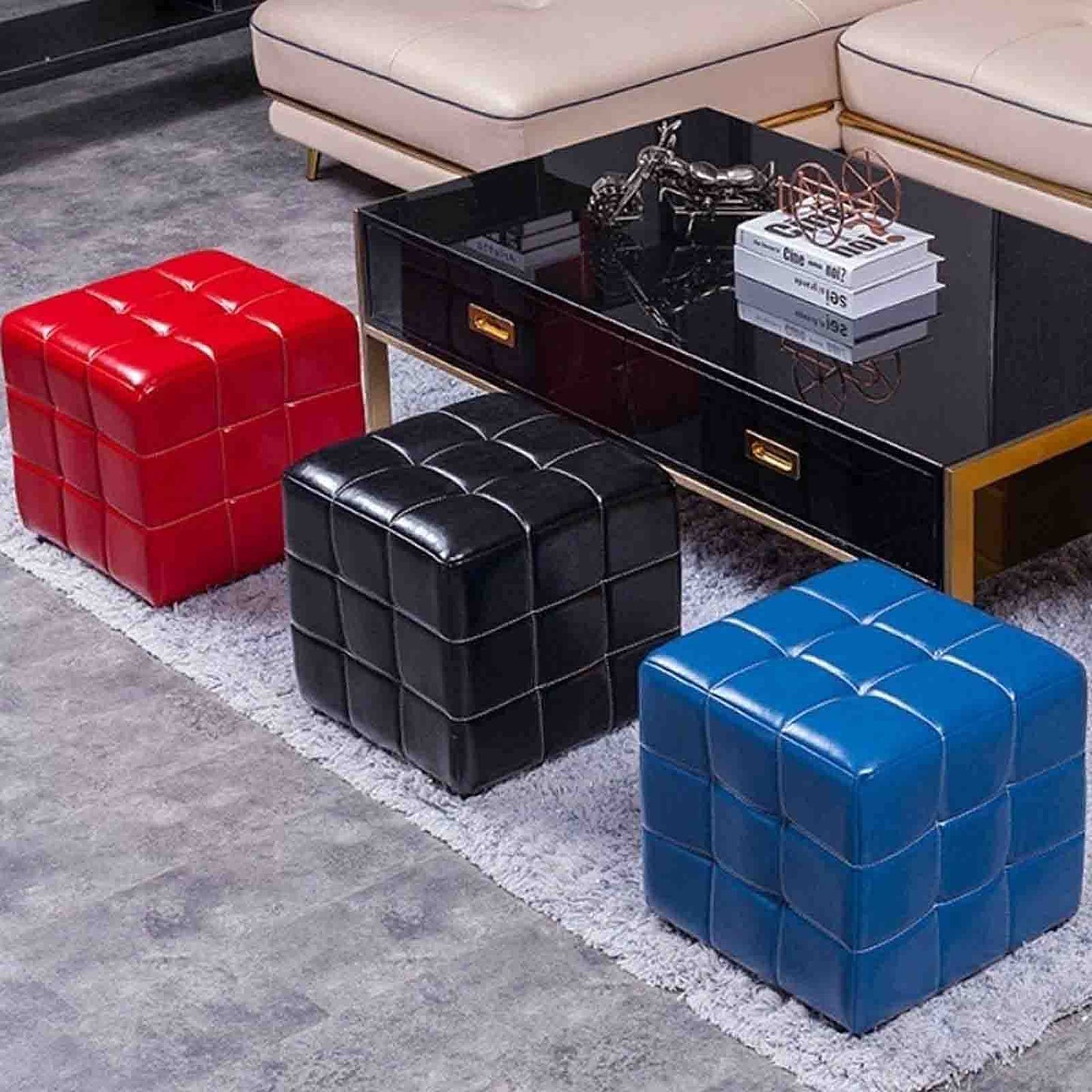 HMTE Outdoor-Fußhocker für Terrassenfußhocker Massivholz-Schuhwechselhocker, quadratisch mit Stauraum für Schlafzimmer und Flur, Leinenstoff-Schuhhocker (schwarz 40 * 40 * 40 cm)