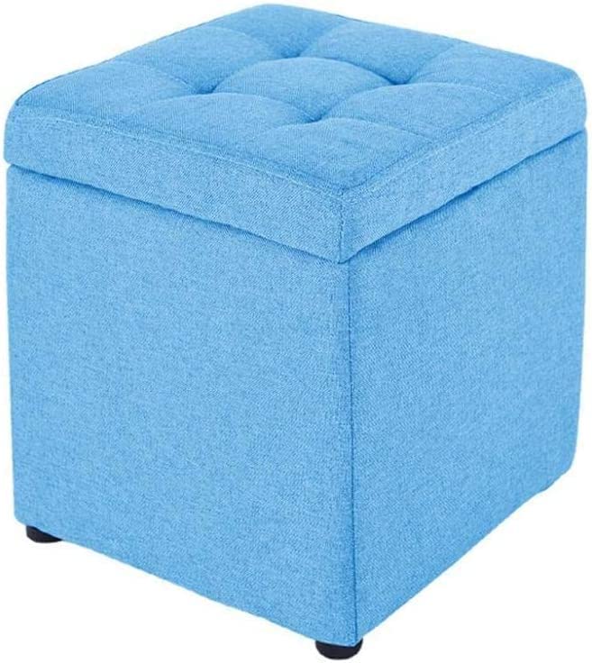 XUELOMZ Esszimmerstuhl mit Stauraum, Ottomane, gepolstert, Würfel-Fußstütze, Hocker, Fußhocker mit Stauraum, Wechselschuhe, Hocker für Flur und Wohnzimmer, Orange, Blau, Klein